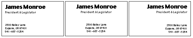 [James Monroe Business Cards]